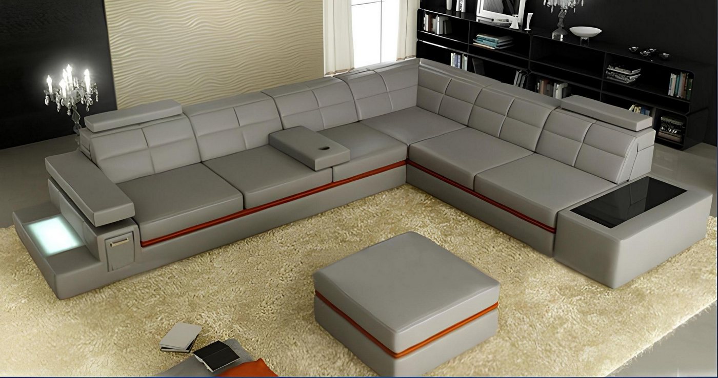 Xlmoebel Ecksofa Neues modernes Ledersofa mit Eckteil, USB-Anschluss und ze günstig online kaufen