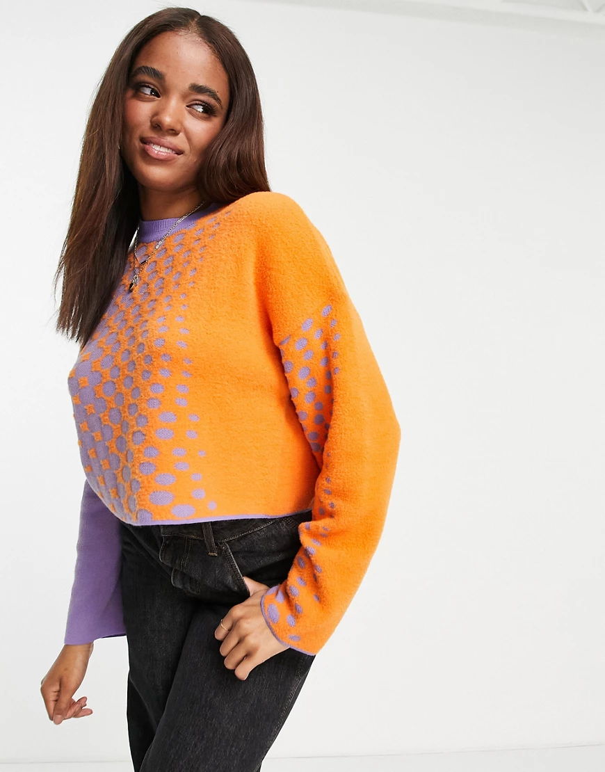ASOS DESIGN – Pullover mit Punktmuster-Violett günstig online kaufen