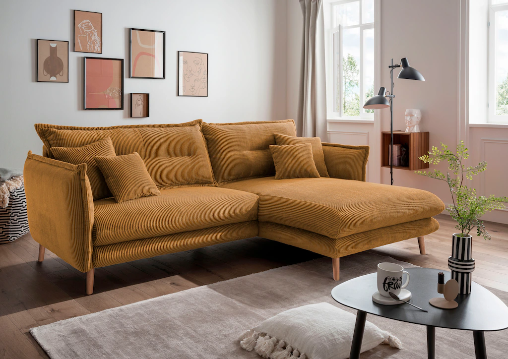 INOSIGN Ecksofa "Lazio modern und bequem, schmale Armlehnen, tolle Detailve günstig online kaufen