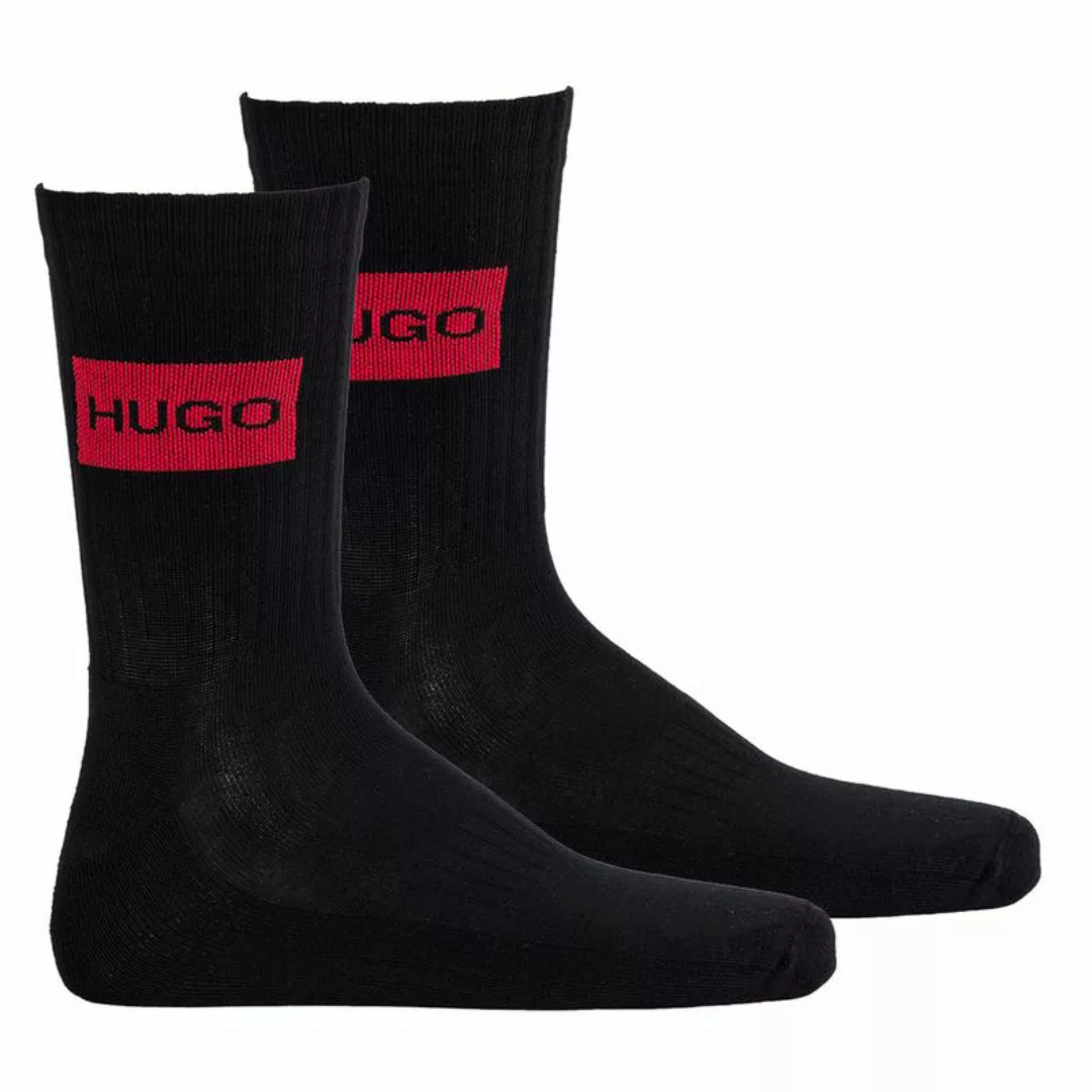 HUGO Herren Socken 2er Pack - Kurzsocken, QS Rib Label CC Schwarz EU 43-46 günstig online kaufen