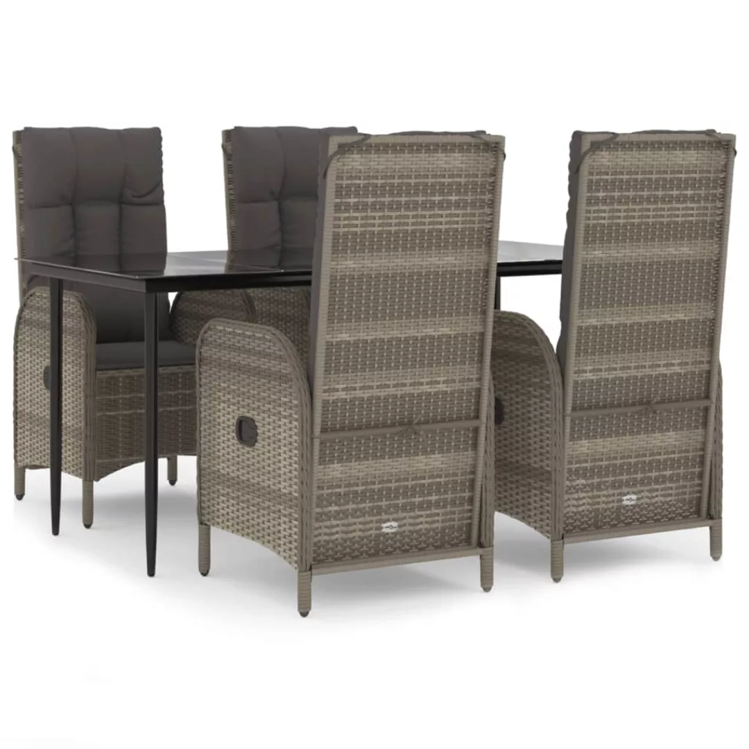 Vidaxl 5-tlg. Garten-lounge-set Mit Kissen Schwarz Grau Poly Rattan günstig online kaufen