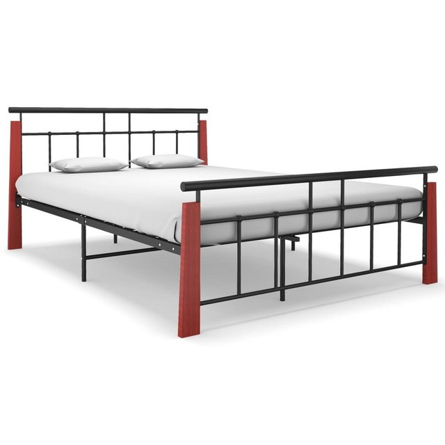 vidaXL Bettgestell Bettgestell Metall und Massivholz Eiche 140x200 cm Bett günstig online kaufen