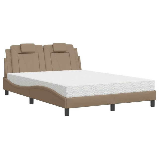 vidaXL Bett Bett mit Matratze Cappuccino-Braun 140x190 cm Kunstleder günstig online kaufen