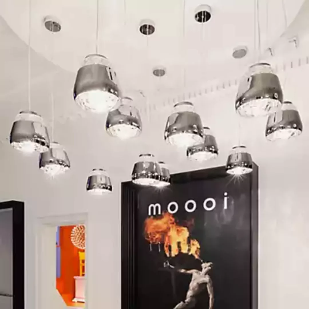 Moooi - Valentine Pendelleuchte - schwarz/innen chrom/Kristallglas mundgebl günstig online kaufen