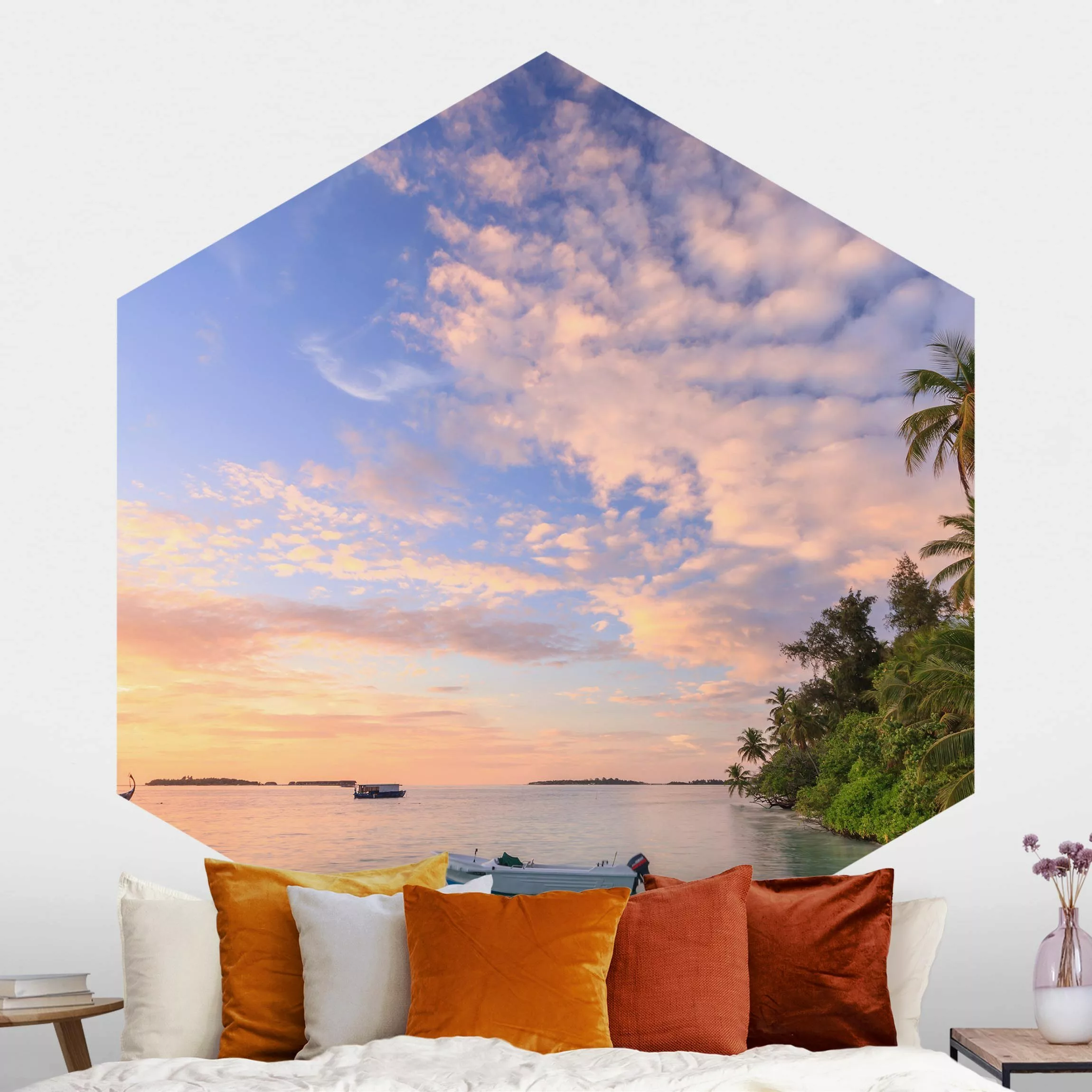 Hexagon Fototapete selbstklebend Ruhendes Meer günstig online kaufen