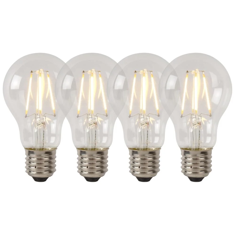 LED Leuchtmittel E27 Birne - A60 in Transparent 7W 1300lm dimmbar Viererpac günstig online kaufen