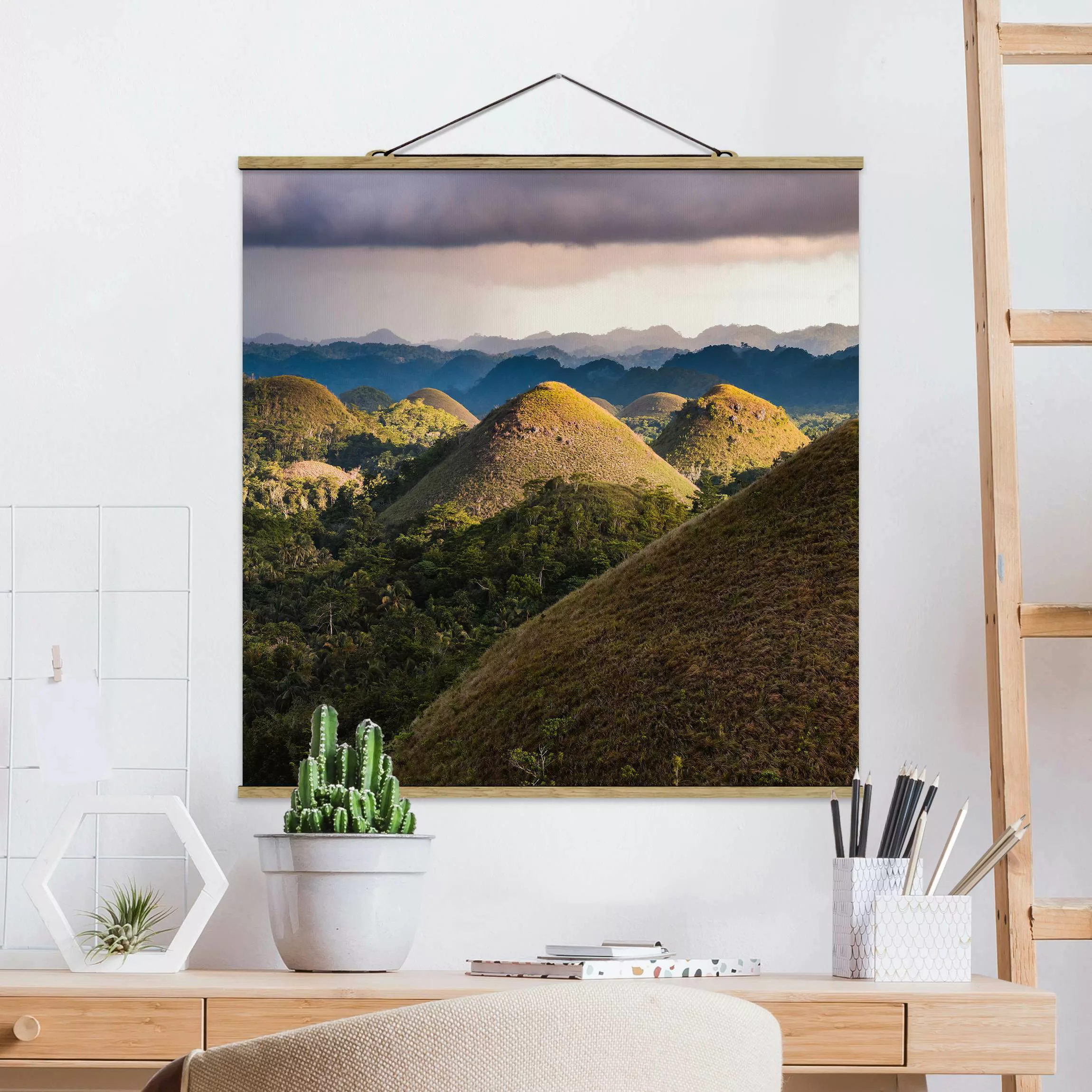 Stoffbild mit Posterleisten Schokoladenhügel Landschaft günstig online kaufen