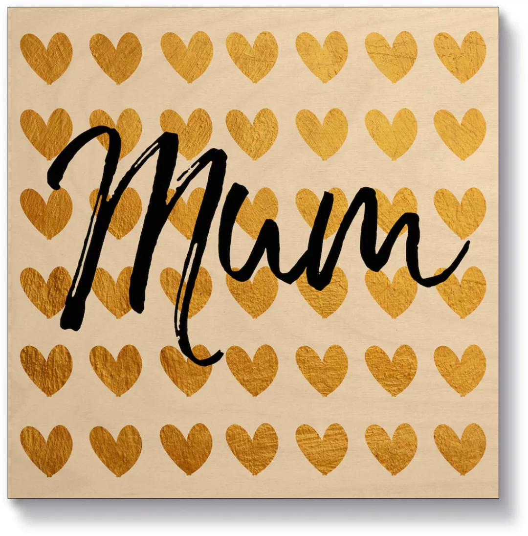 Artland Holzbild "Goldene Herzen für Mama", Sprüche & Texte, (1 St.) günstig online kaufen