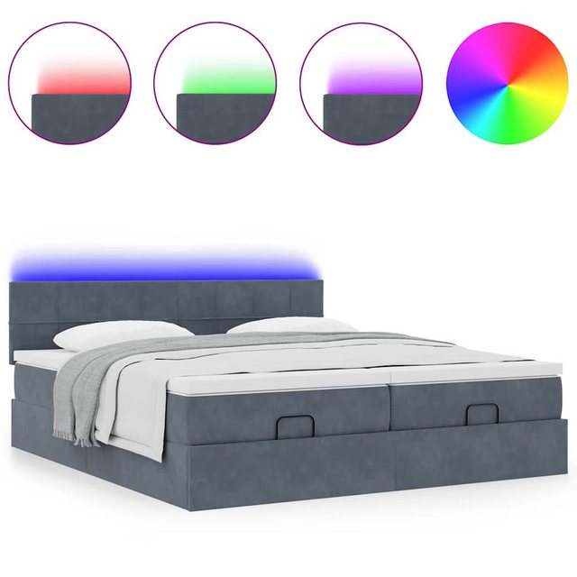 vidaXL Bett Ottoman-Bett mit Matratzen & LEDs Dunkelgrau 180x200 cm Samt günstig online kaufen