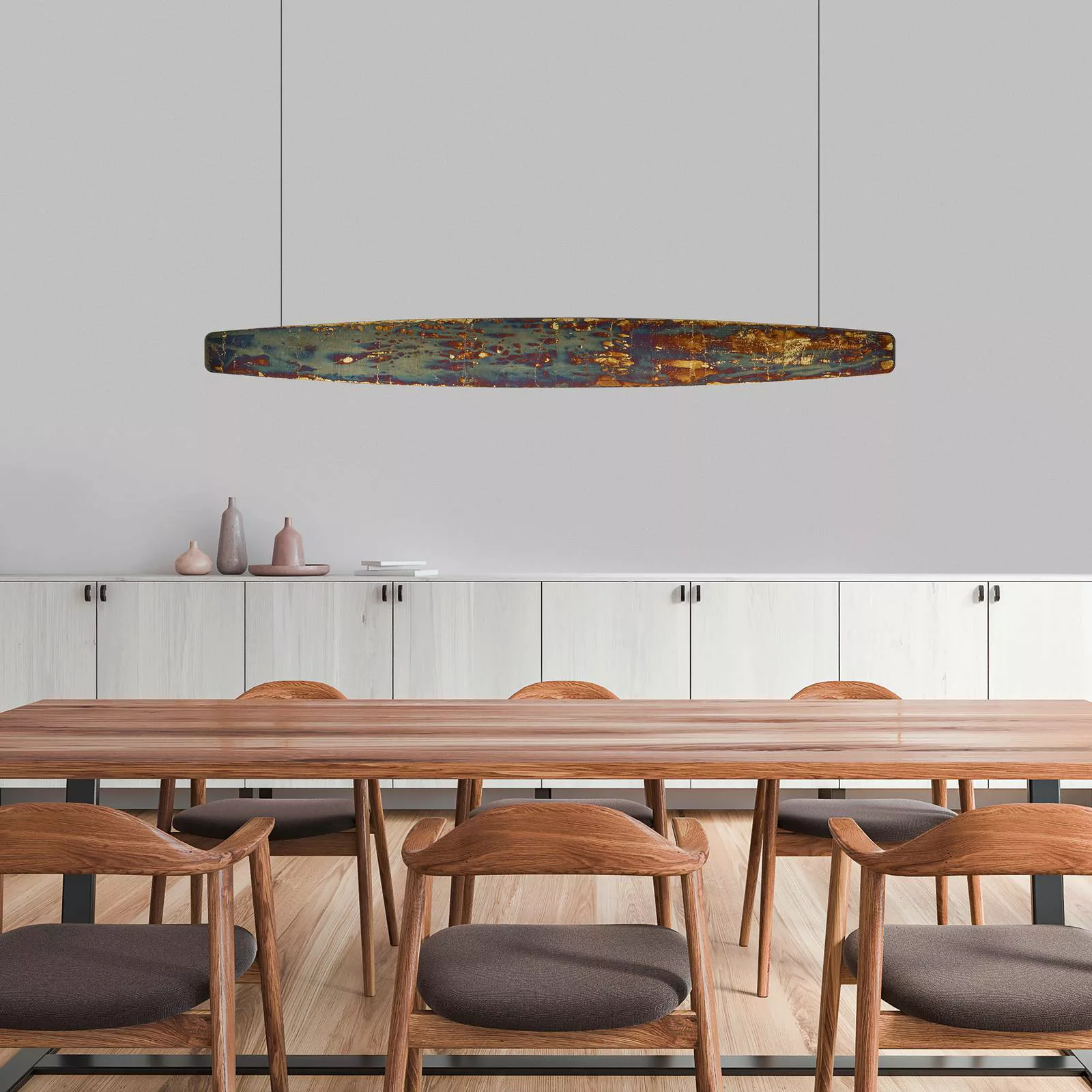 Quitani LED-Hängelampe Persida, Länge 118 cm, schlagmetall günstig online kaufen