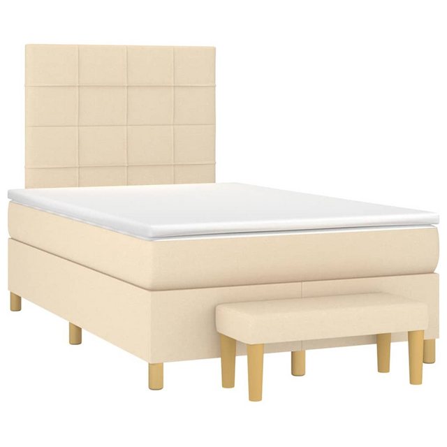 vidaXL Bett Boxspringbett mit Matratze Creme 120x190 cm Stoff günstig online kaufen