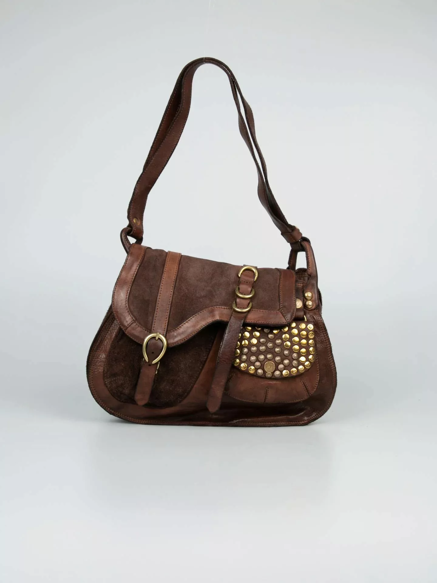 Campomaggi Umhängetasche Shoulder Bag L Wildleder - Farbe: Dunkelbraun günstig online kaufen