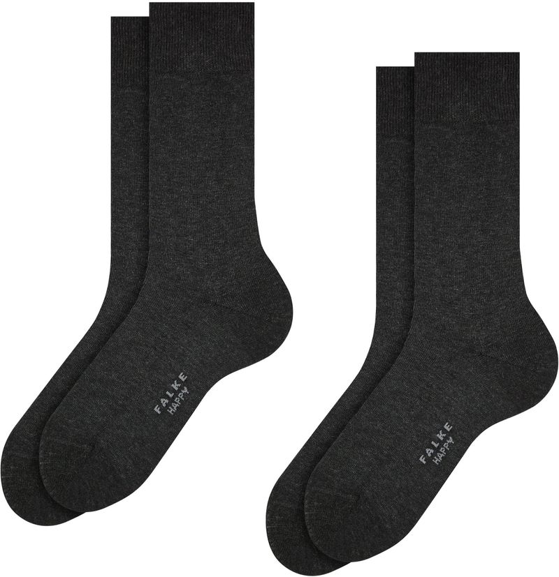 Falke Happy Socken 2 Paar Dunkelgrau Melange - Größe 43-46 günstig online kaufen