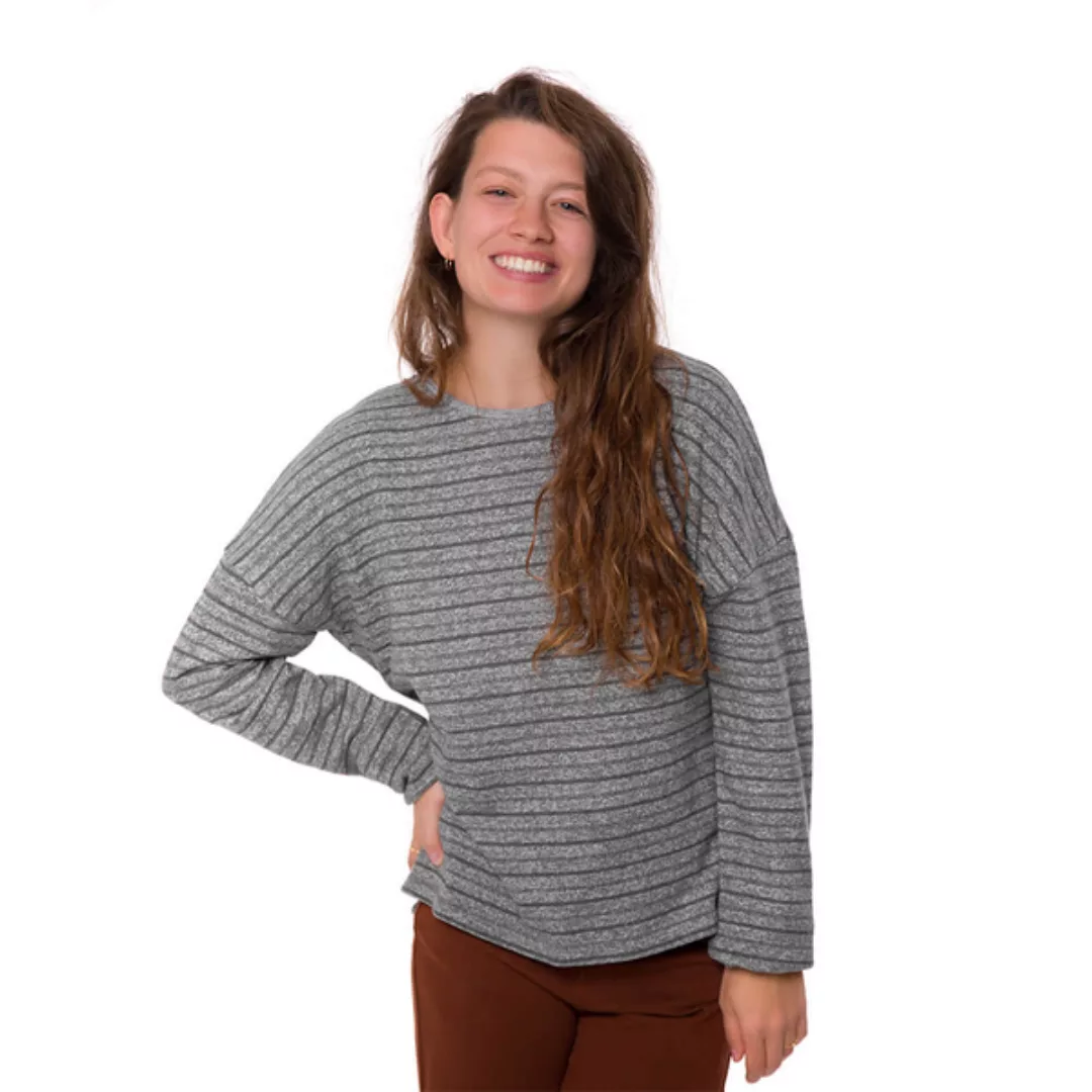 Striped Sweater Hanf Damen Grau günstig online kaufen