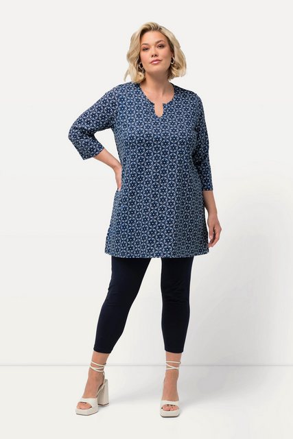 Ulla Popken Longshirt Longshirt Blüten Tunika-Ausschnitt 3/4-Arm günstig online kaufen