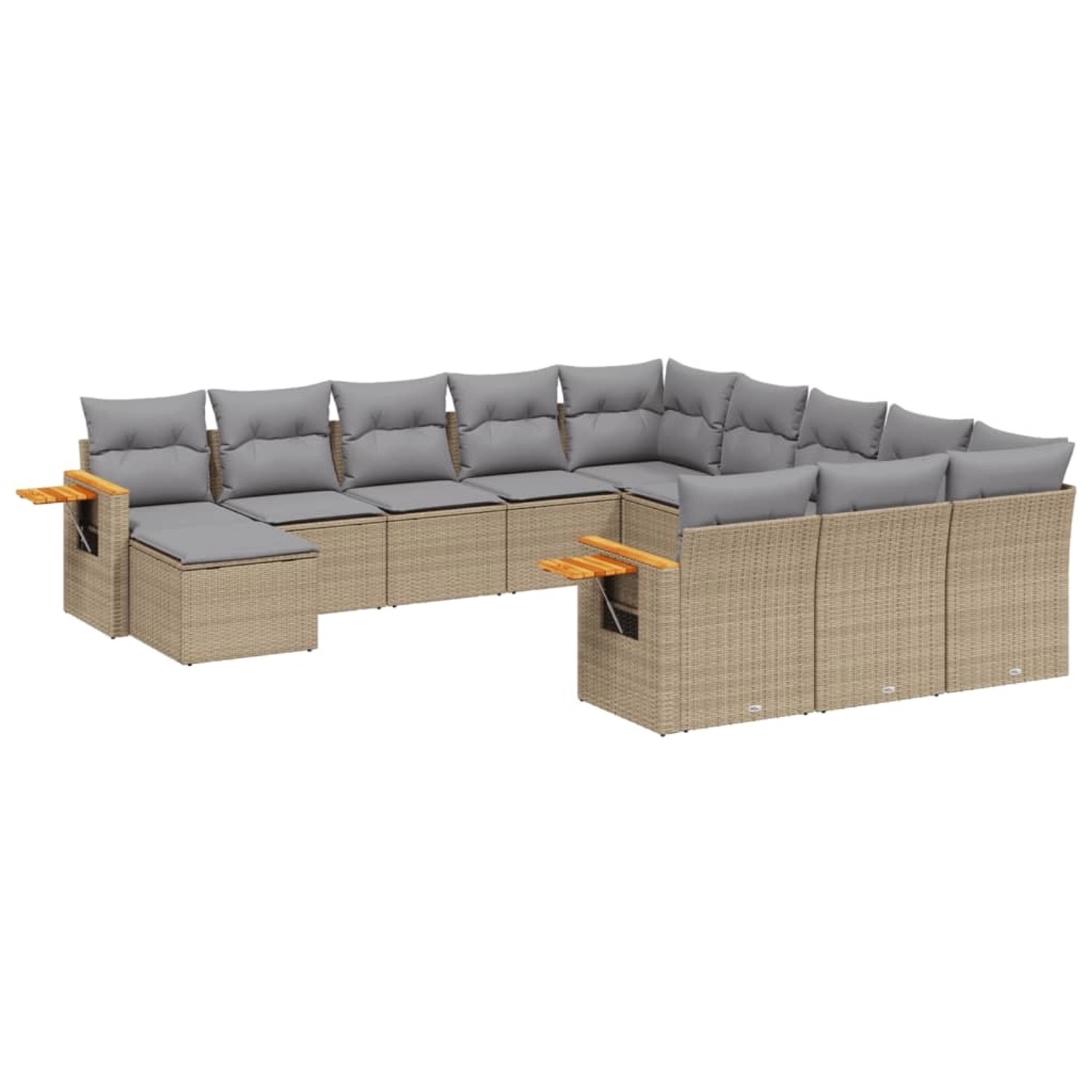 vidaXL 11-Tlg Garten-Sofagarnitur mit Kissen Beige Poly Rattan 3259609 günstig online kaufen