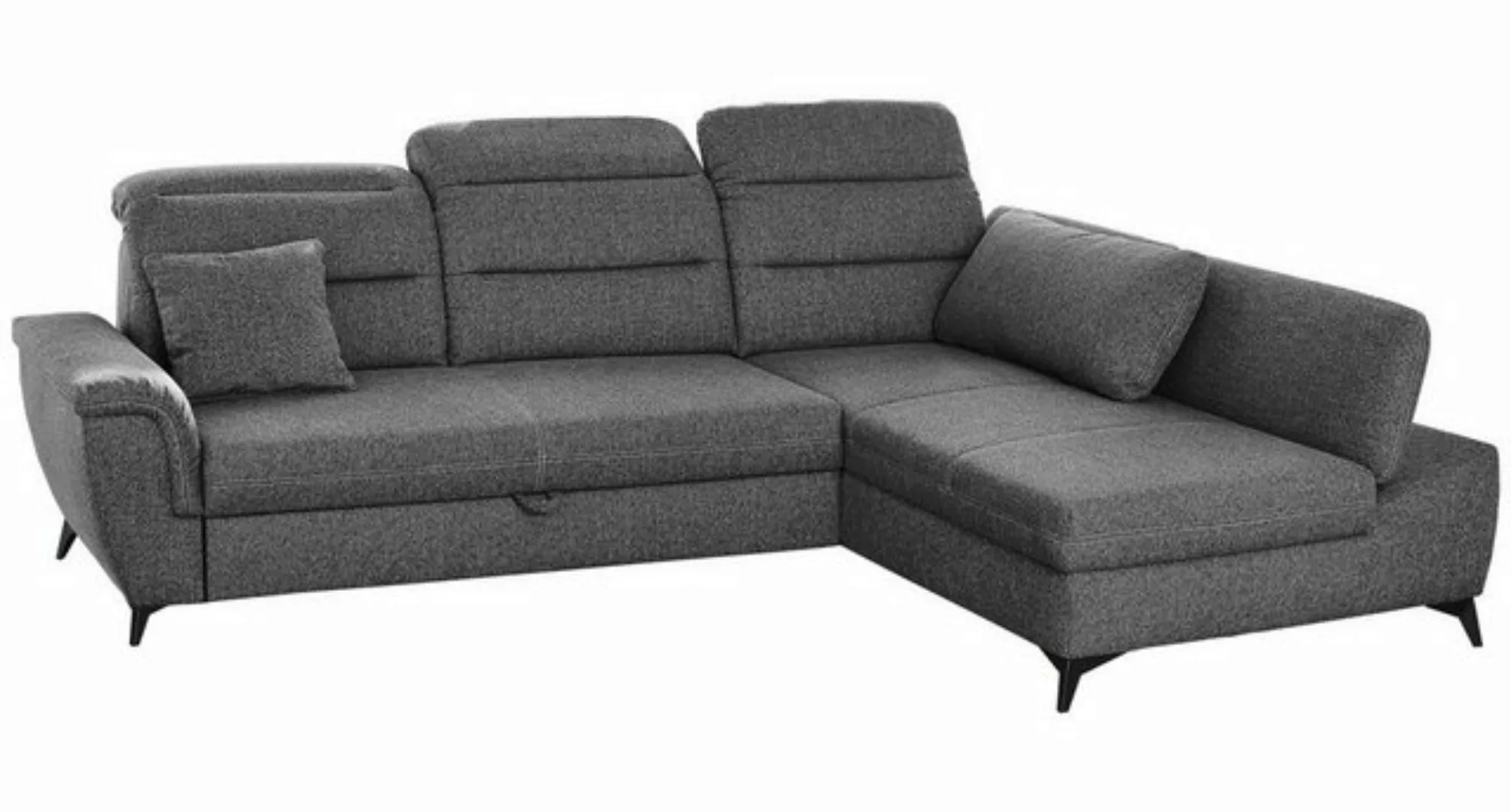Sofa POSITANO, B 280 cm x T 192 cm, Dunkelgrau, Webstoffbezug, Ausziehfunkt günstig online kaufen