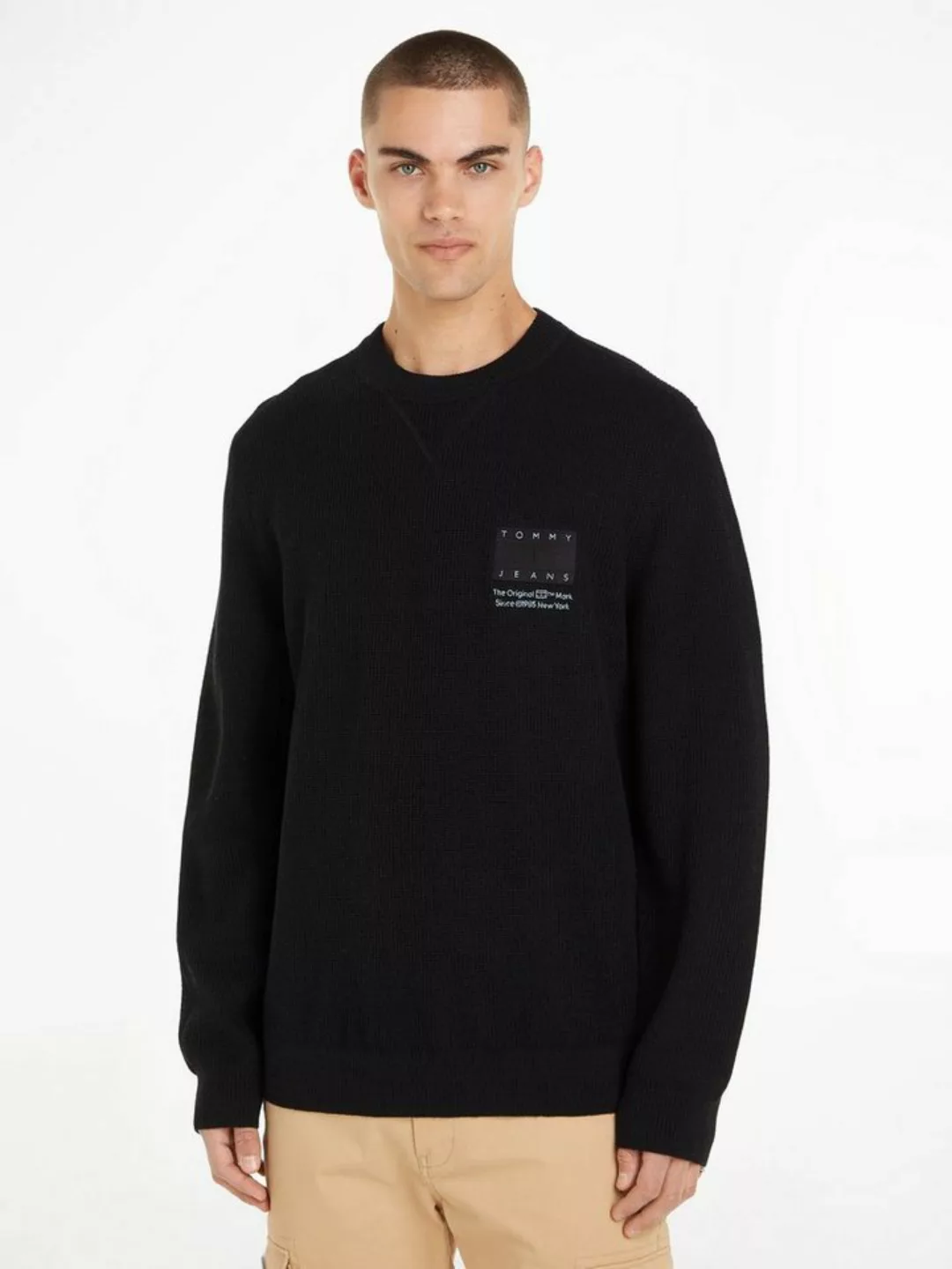 Tommy Jeans Strickpullover "TJM REG STRCT TONAL FLAG SWEATER", mit Markenla günstig online kaufen