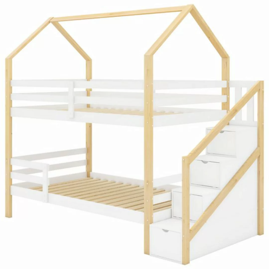 IDEASY Etagenbett 90x200cm, Hausbett mit Fallschutz, kinderbett ohne Matrat günstig online kaufen