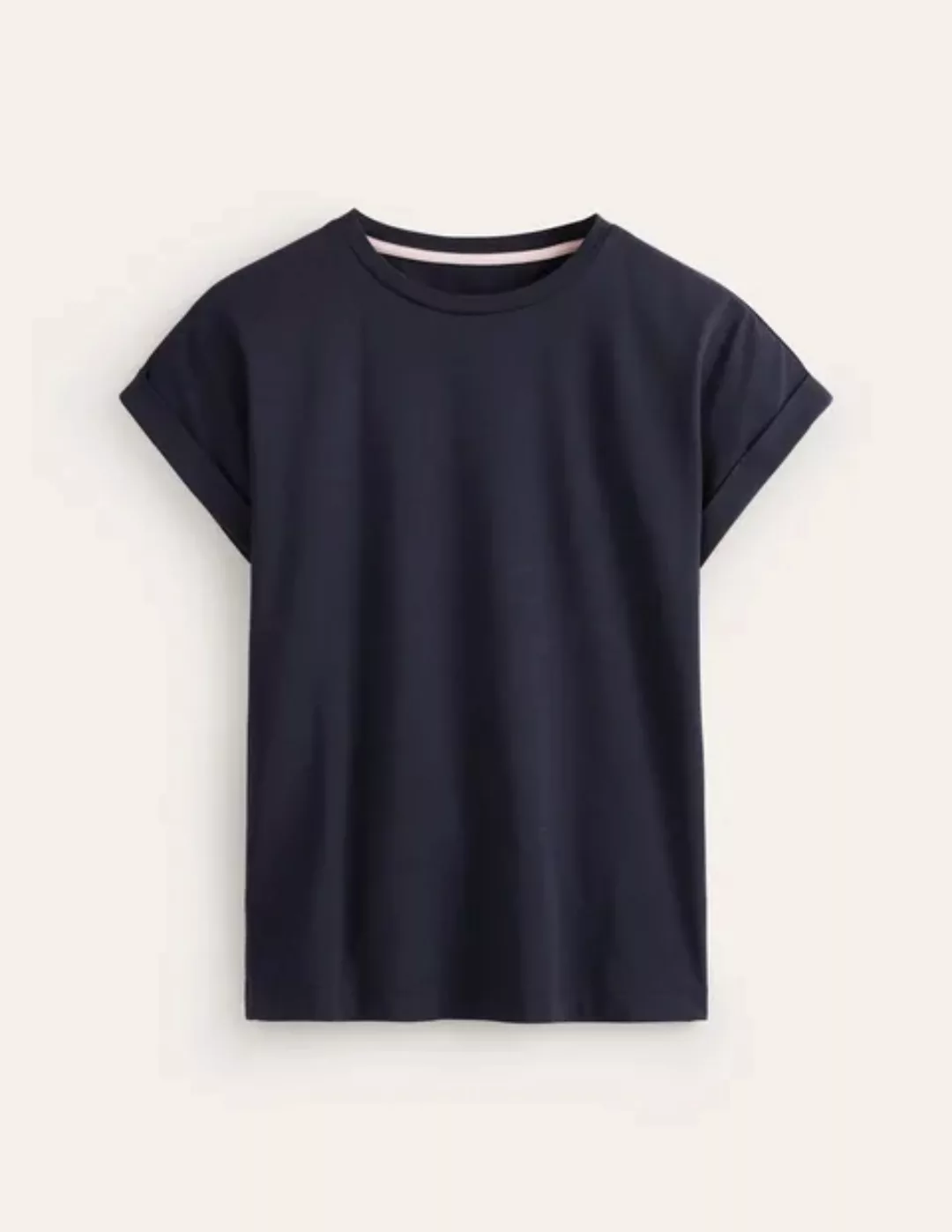 T-Shirt mit Umschlag-Ärmelbündchen und Rundhalsausschnitt Damen Boden, Mari günstig online kaufen