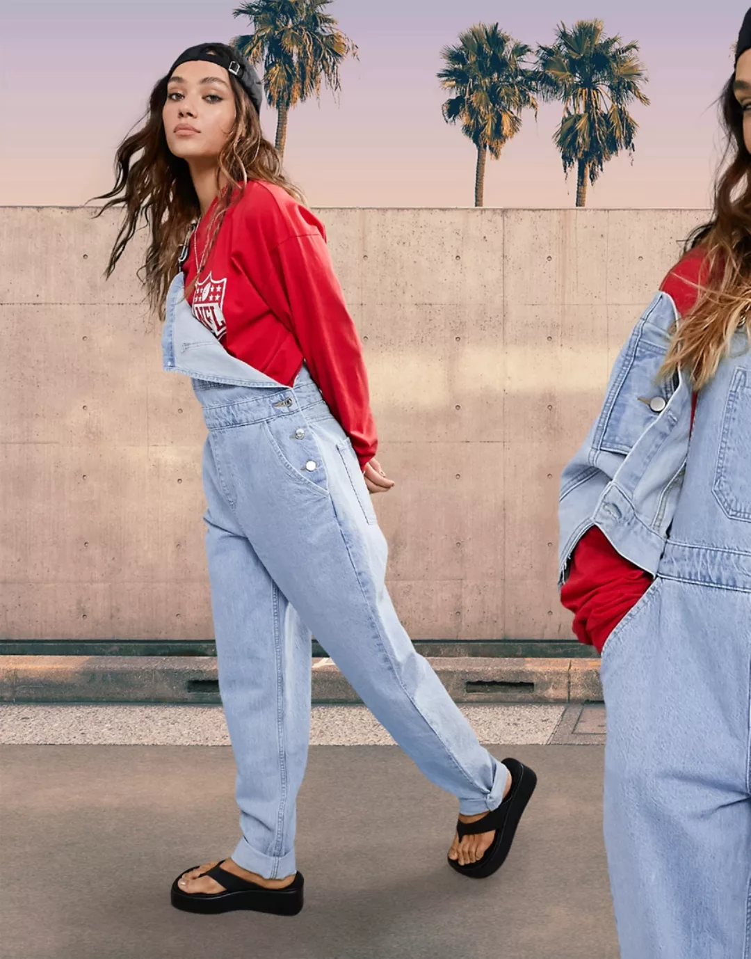 ASOS DESIGN – Locker geschnittene Jeans-Latzhose aus Bio-Baumwollmix in mit günstig online kaufen