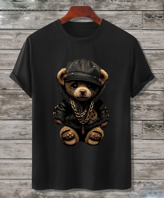 RMK T-Shirt Herren T-Shirt Basic Rundhals mit Gangster Teddybär Bär günstig online kaufen