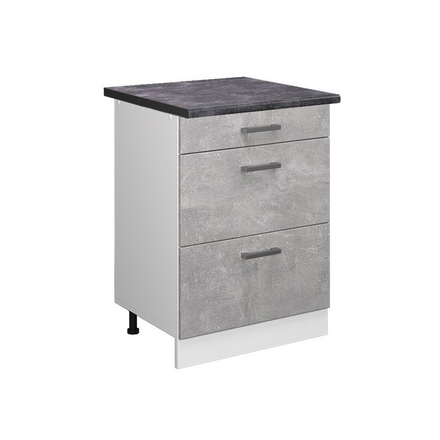 Vicco Unterschrank R-Line, Beton/Weiß, 60 cm mit Schubladen, AP Anthrazit günstig online kaufen