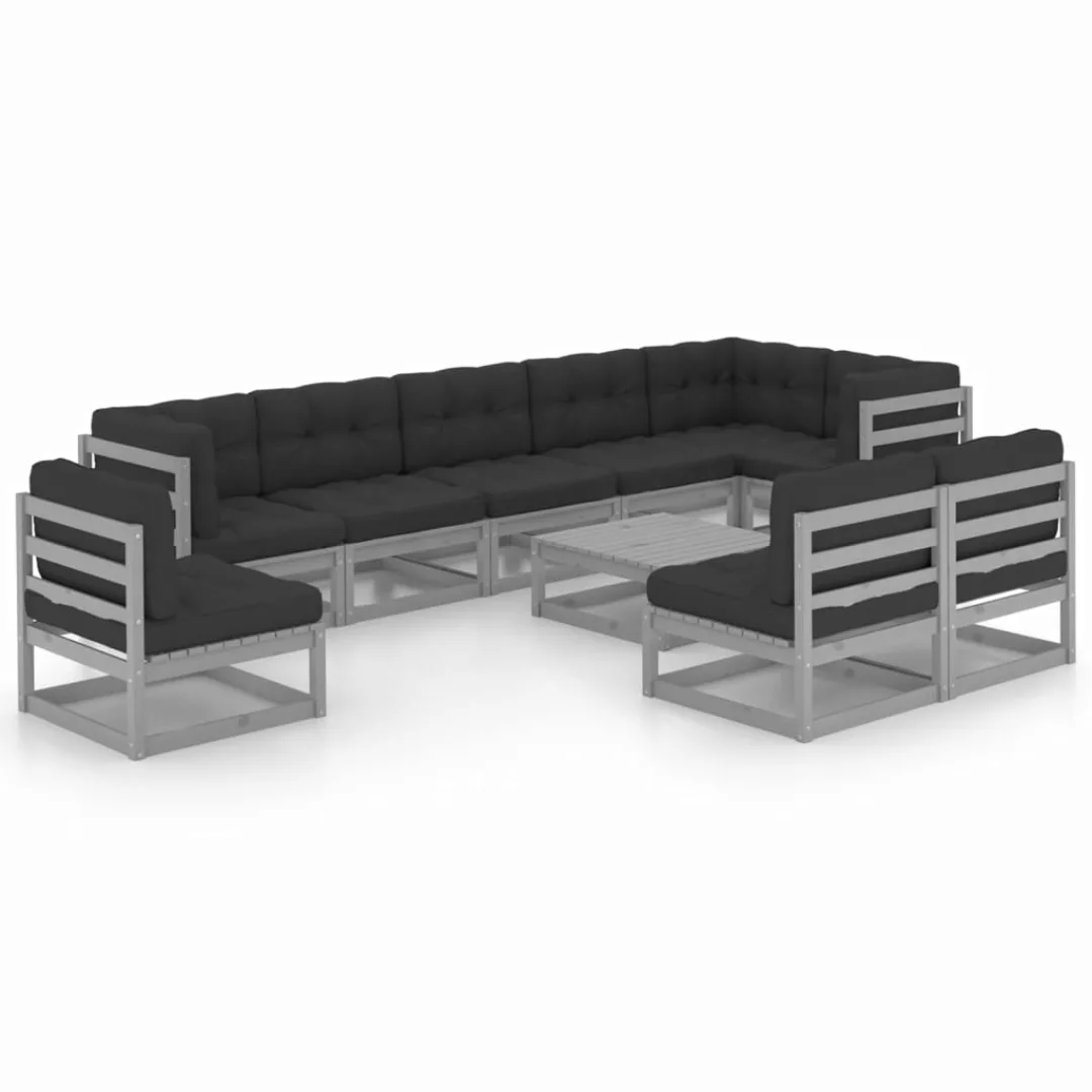 10-tlg. Garten-lounge-set Mit Kissen Kiefer Massivholz günstig online kaufen