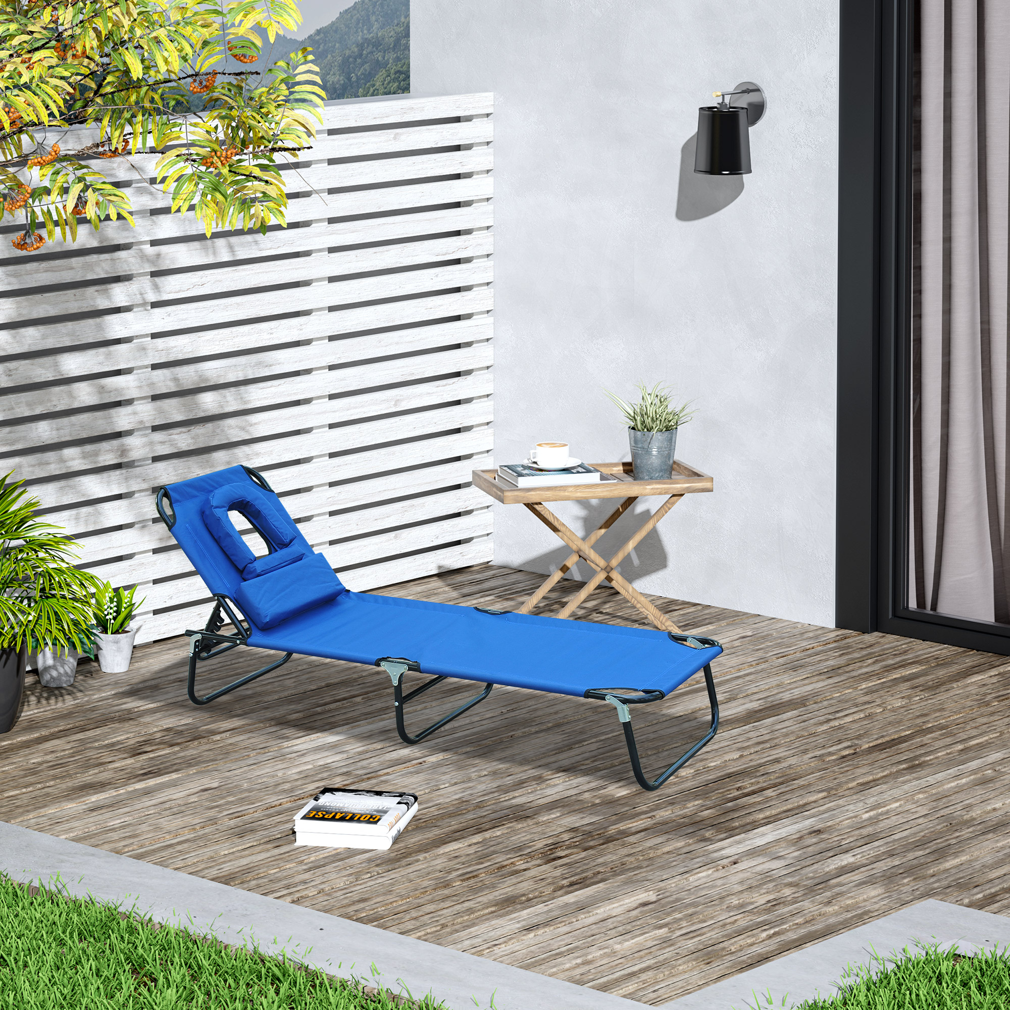 Outsunny Sonnenliege Gartenliege Relaxliege Dreibeinliege mit Lesefenster G günstig online kaufen