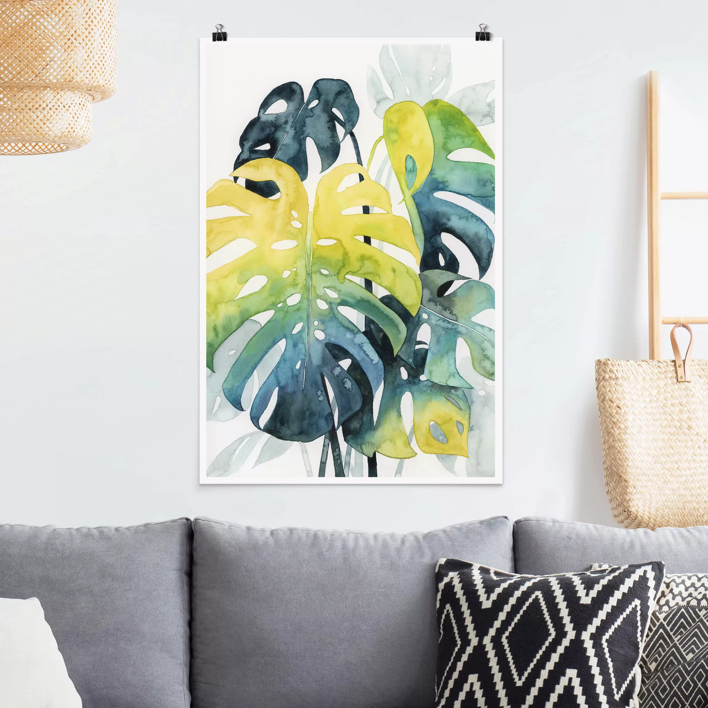 Poster Blumen - Hochformat Tropisches Blattwerk - Monstera günstig online kaufen