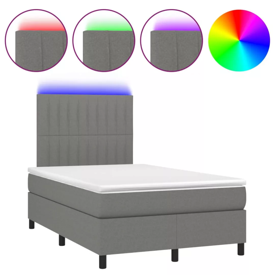 Vidaxl Boxspringbett Mit Matratze & Led Dunkelgrau 120x200 Cm Stoff günstig online kaufen