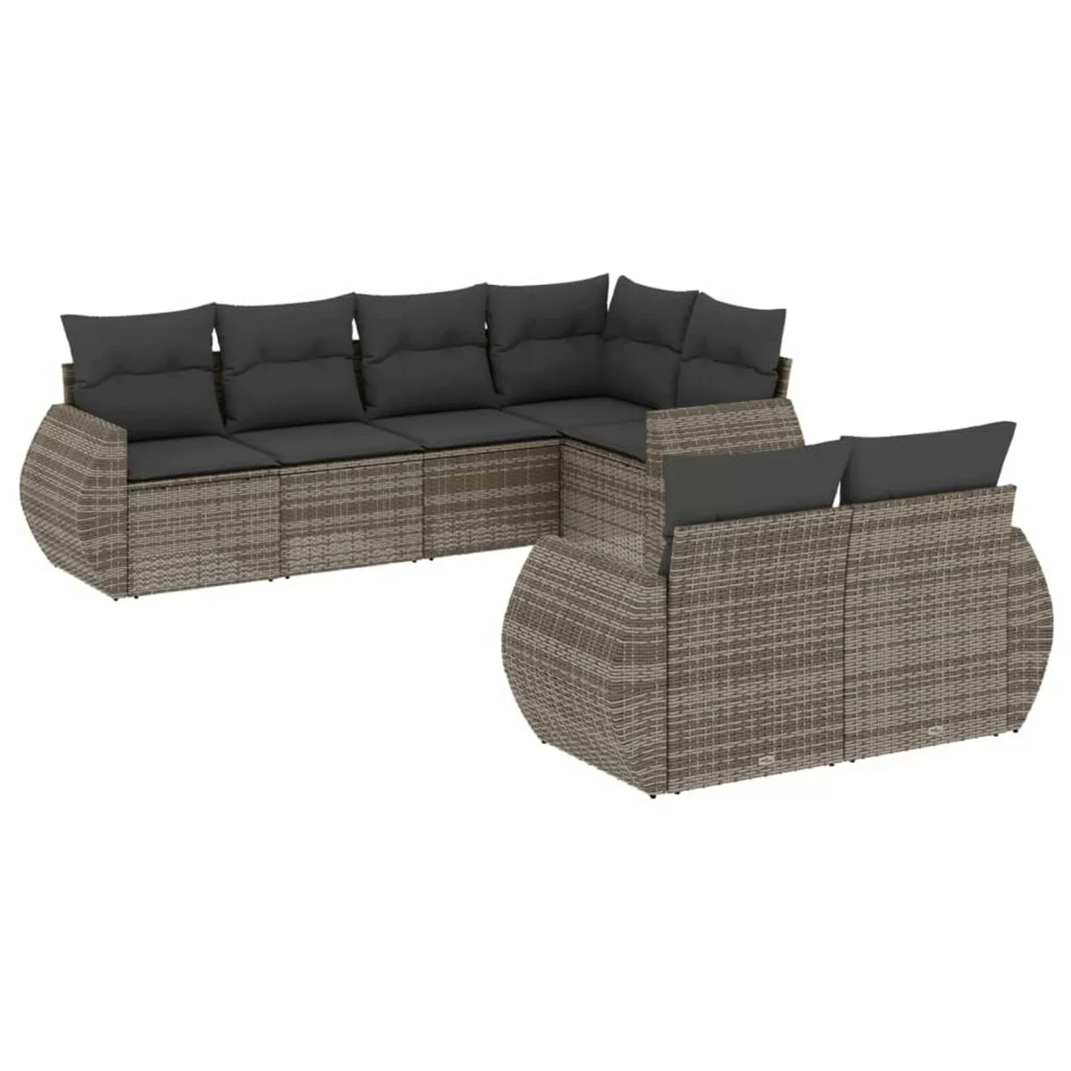 vidaXL 7-tlg Garten-Sofagarnitur mit Kissen Grau Poly Rattan Modell 75 günstig online kaufen