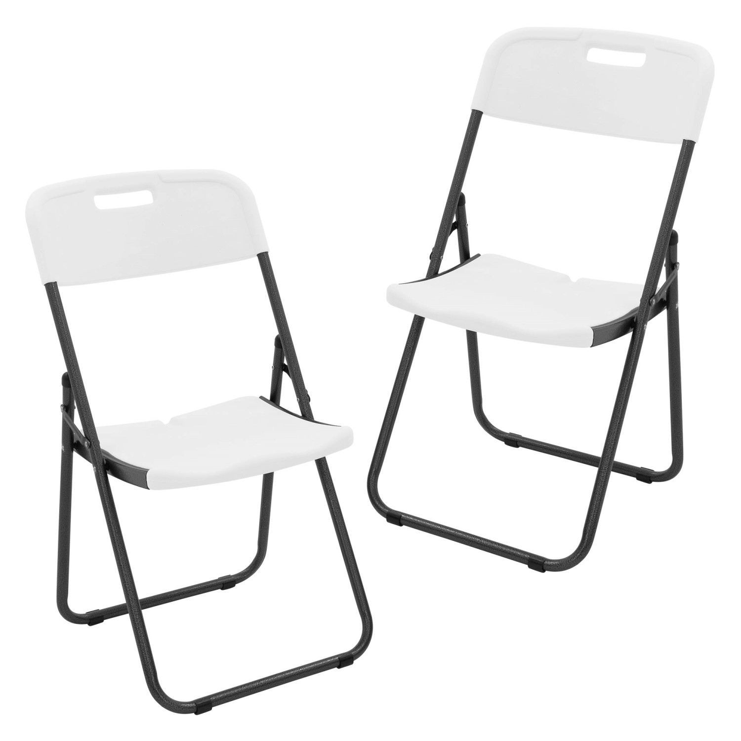 ECD Germany Klappstühle 2Er Set Weiß Kunststoff Stahlrahmen günstig online kaufen