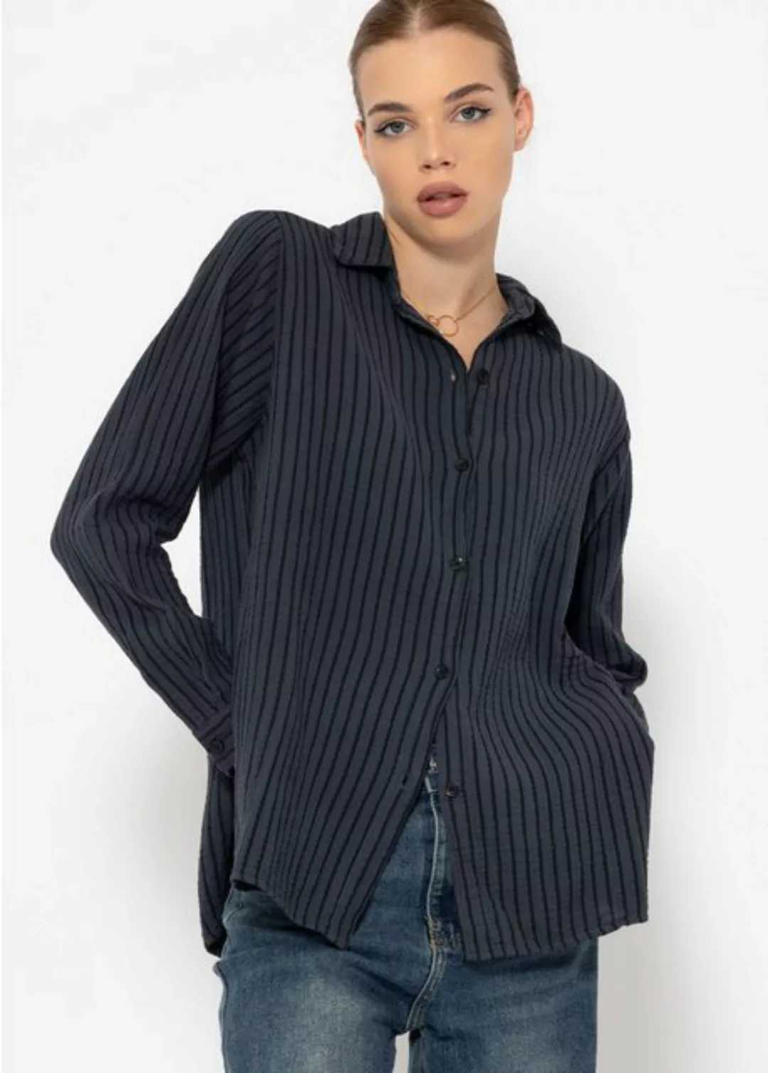 SASSYCLASSY Langarmbluse Klassische Musselin Bluse Damen Langarm Bluse aus günstig online kaufen