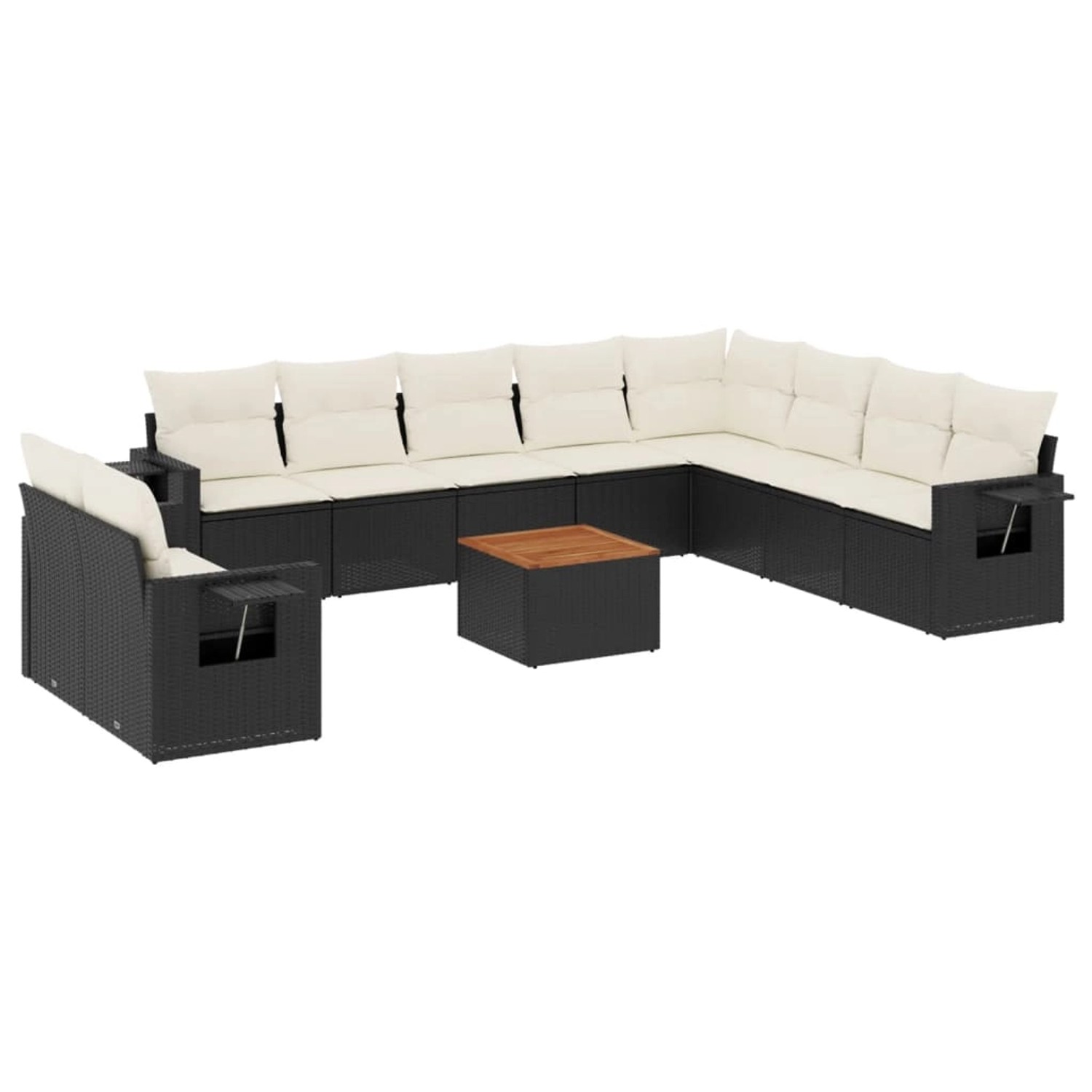 vidaXL 11-Tlg Garten-Sofagarnitur mit Kissen Schwarz Poly Rattan 3256966 günstig online kaufen