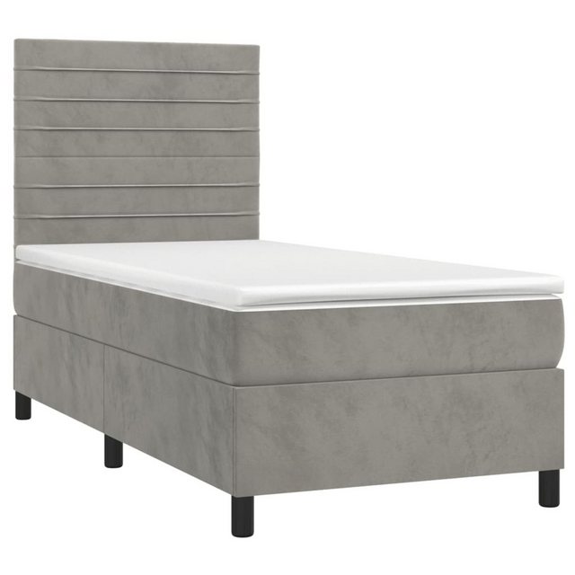 vidaXL Bett Boxspringbett mit Matratze & LED Hellgrau 90x190 cm Samt günstig online kaufen