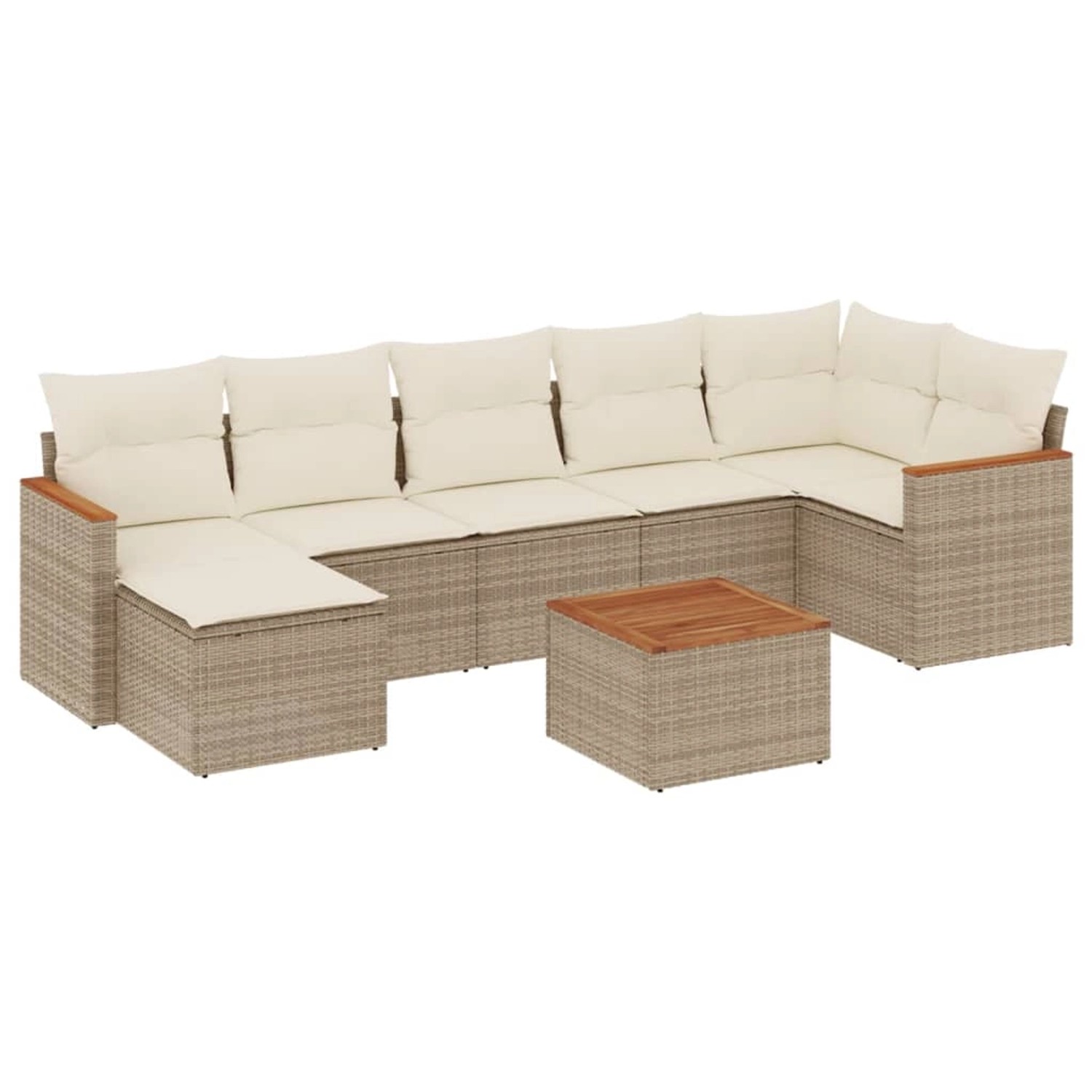 vidaXL 8-Tlg Garten-Sofagarnitur mit Kissen Beige Poly Rattan 3226198 günstig online kaufen