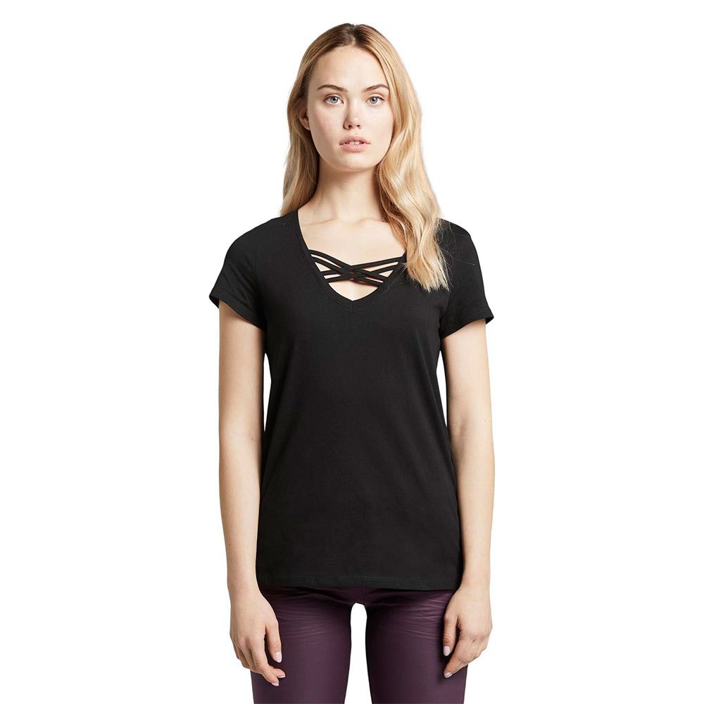 Tom Tailor Organic With Laces Kurzärmeliges T-shirt XS Deep Black günstig online kaufen