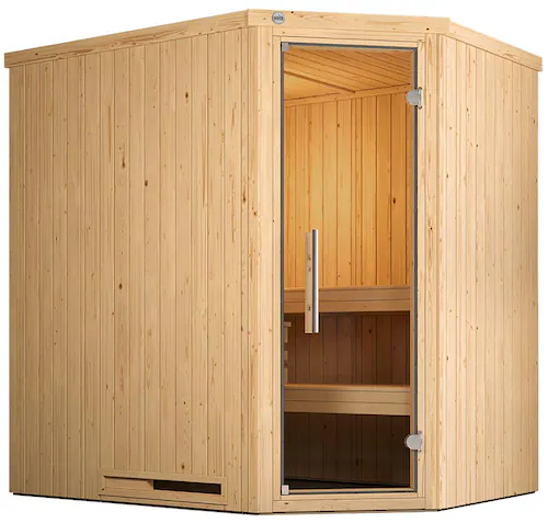 weka Sauna »Element-Ecksauna VARBERG 1«, vorgefertigte Elemente, moderne Ga günstig online kaufen