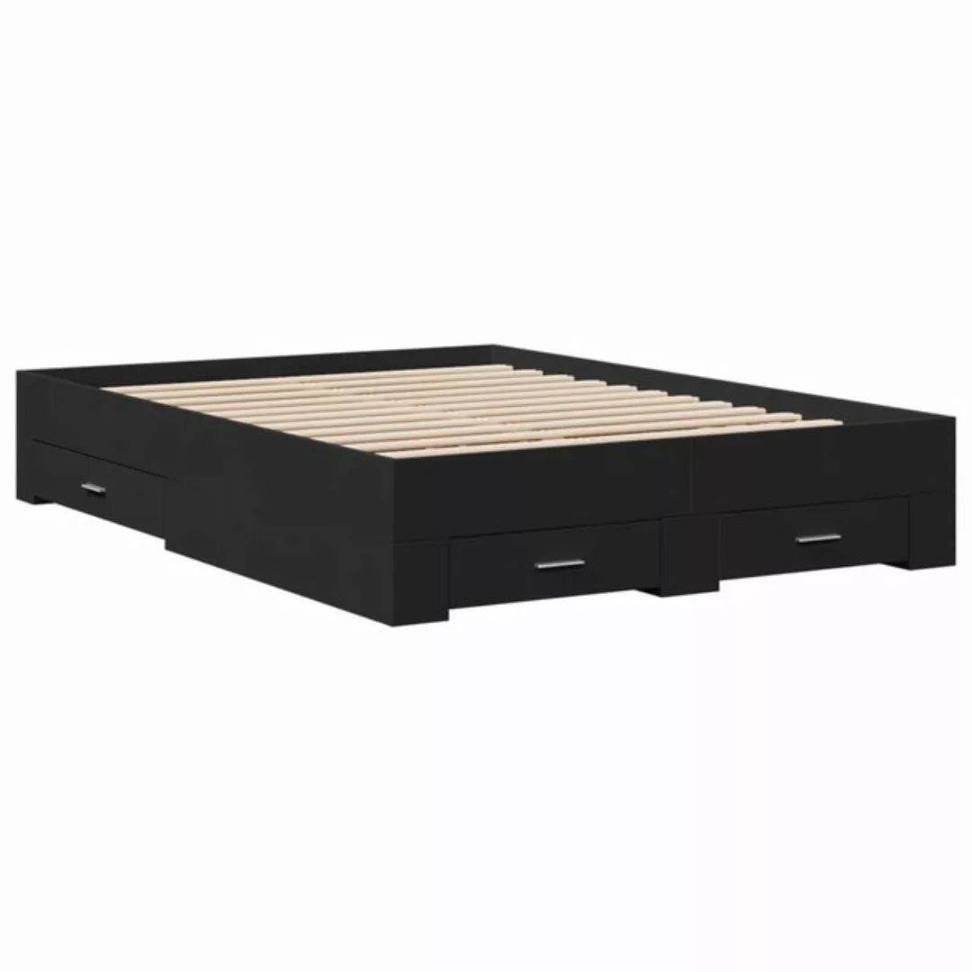 vidaXL Bett Bettgestell mit Schubladen Schwarz 120x200 cm Holzwerkstoff günstig online kaufen