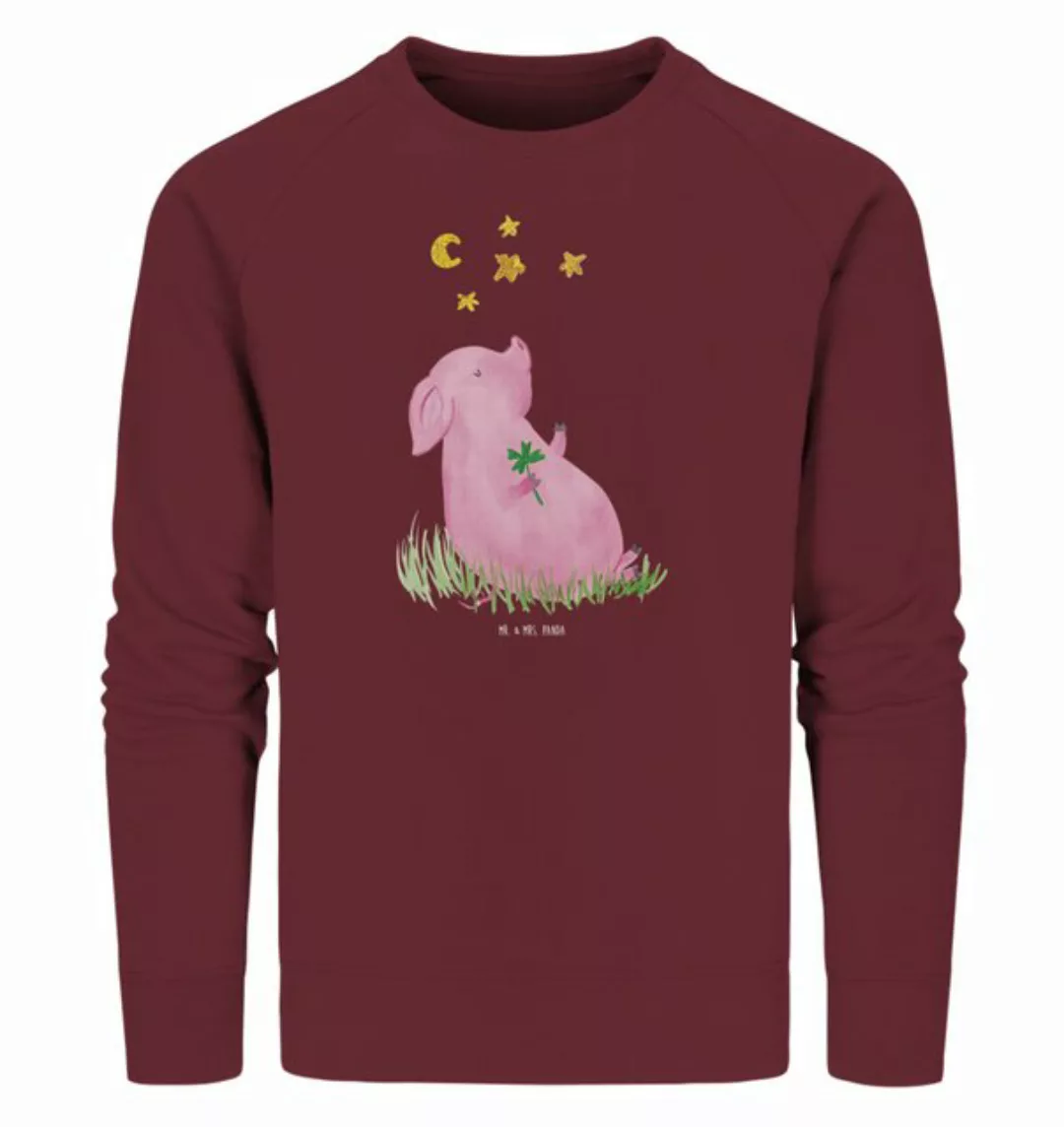 Mr. & Mrs. Panda Longpullover Größe M Schwein Glück - Burgundy - Geschenk, günstig online kaufen