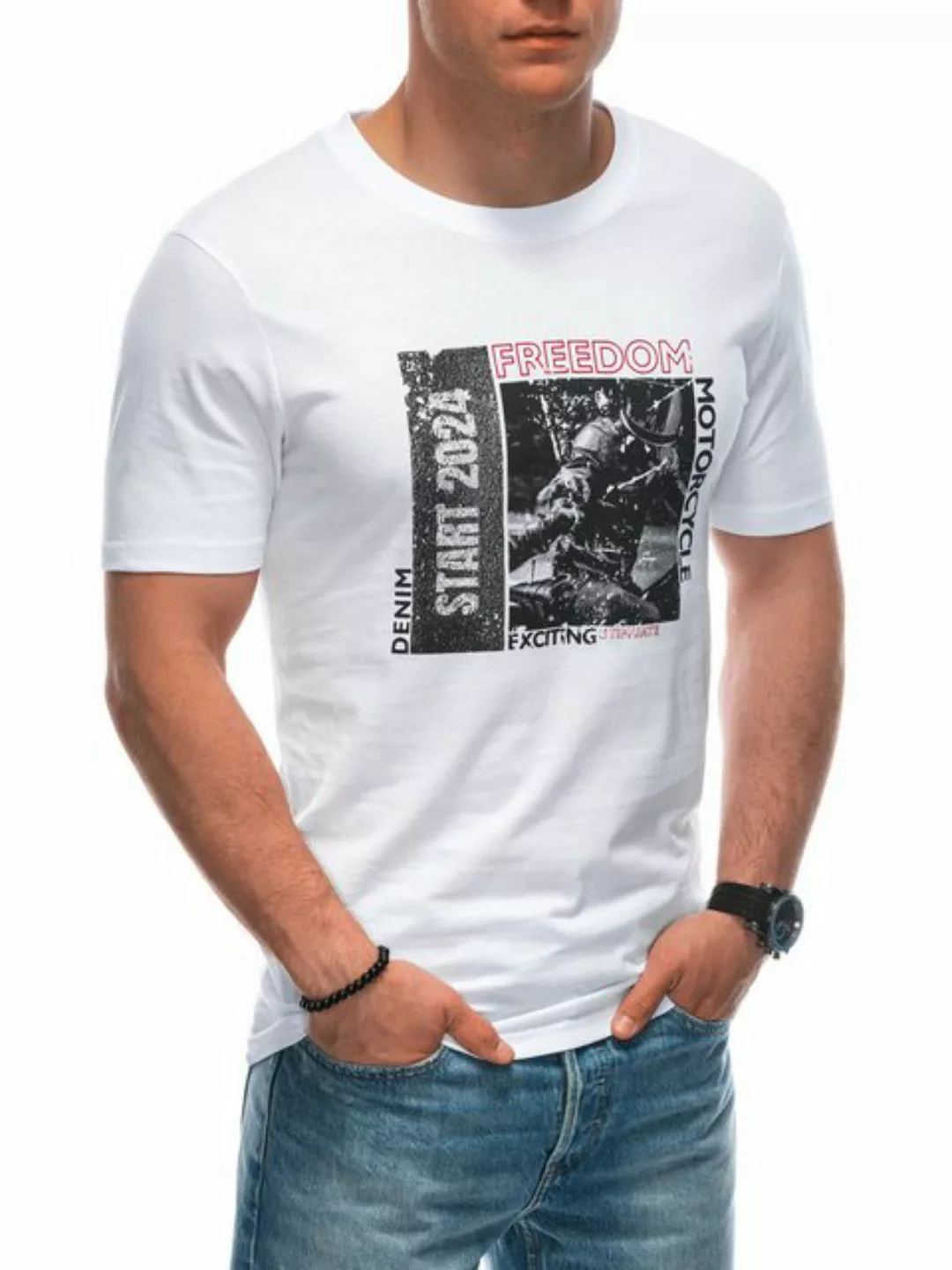 Edoti Print-Shirt Herren-T-Shirt Regular Fit günstig online kaufen