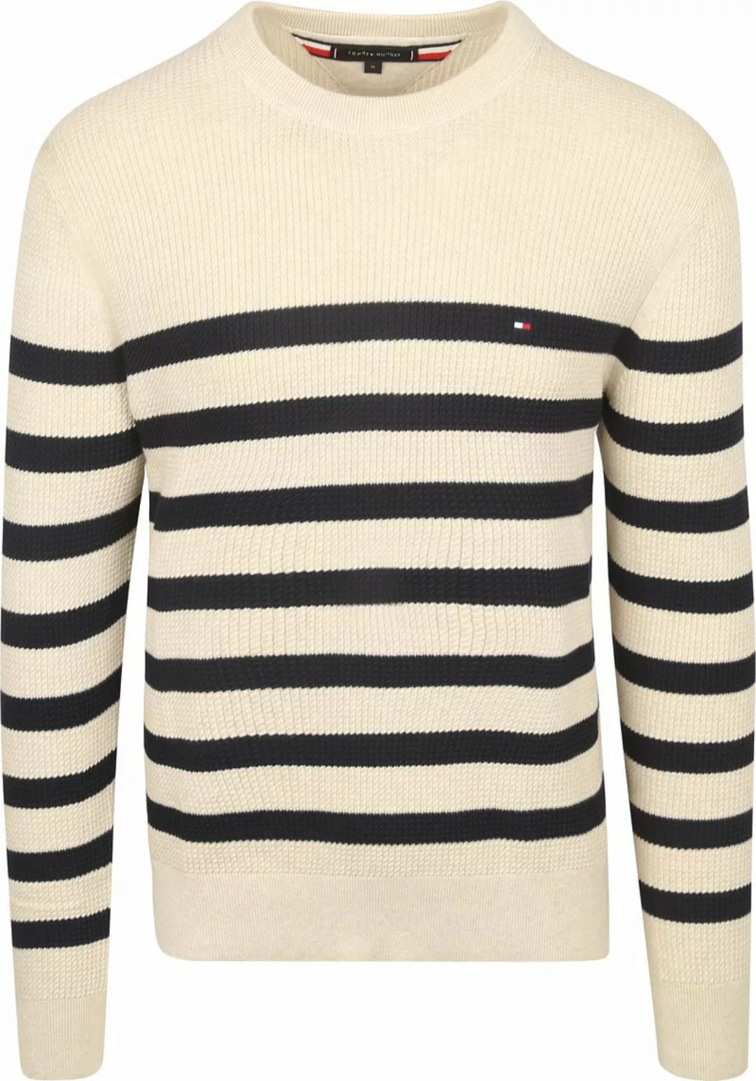 Tommy Hilfiger Strickpullover STRUCTURE CREW NK mit kontrastfarbenen Streif günstig online kaufen