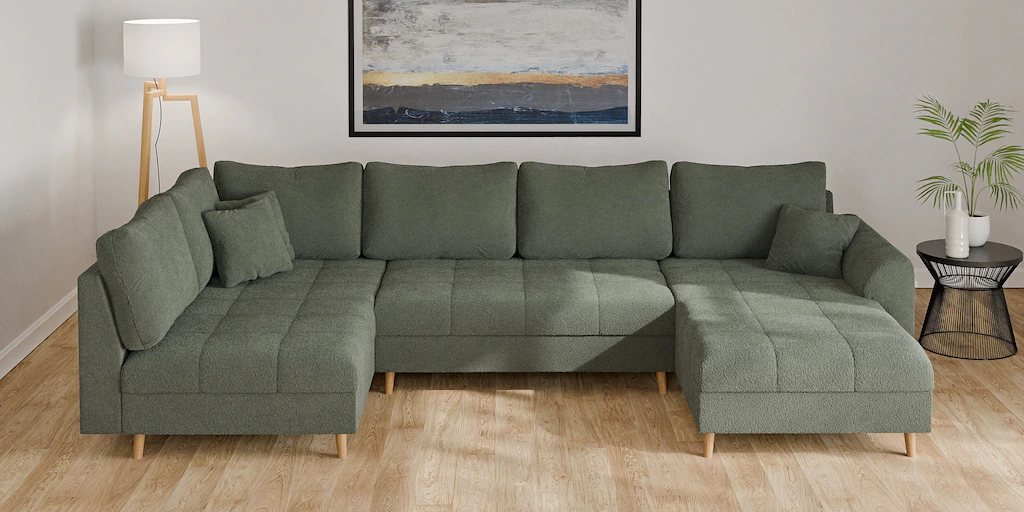 Home affaire Wohnlandschaft "CHARRE U-Form mit Ottomane, Maße B/T/H: 310/16 günstig online kaufen