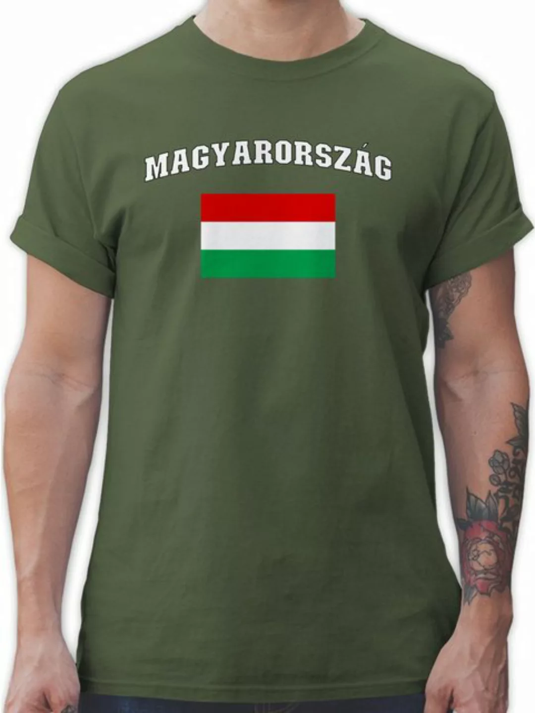 Shirtracer T-Shirt Ungarn Schriftzug mit Flagge, Magyarország, Hungary 2024 günstig online kaufen