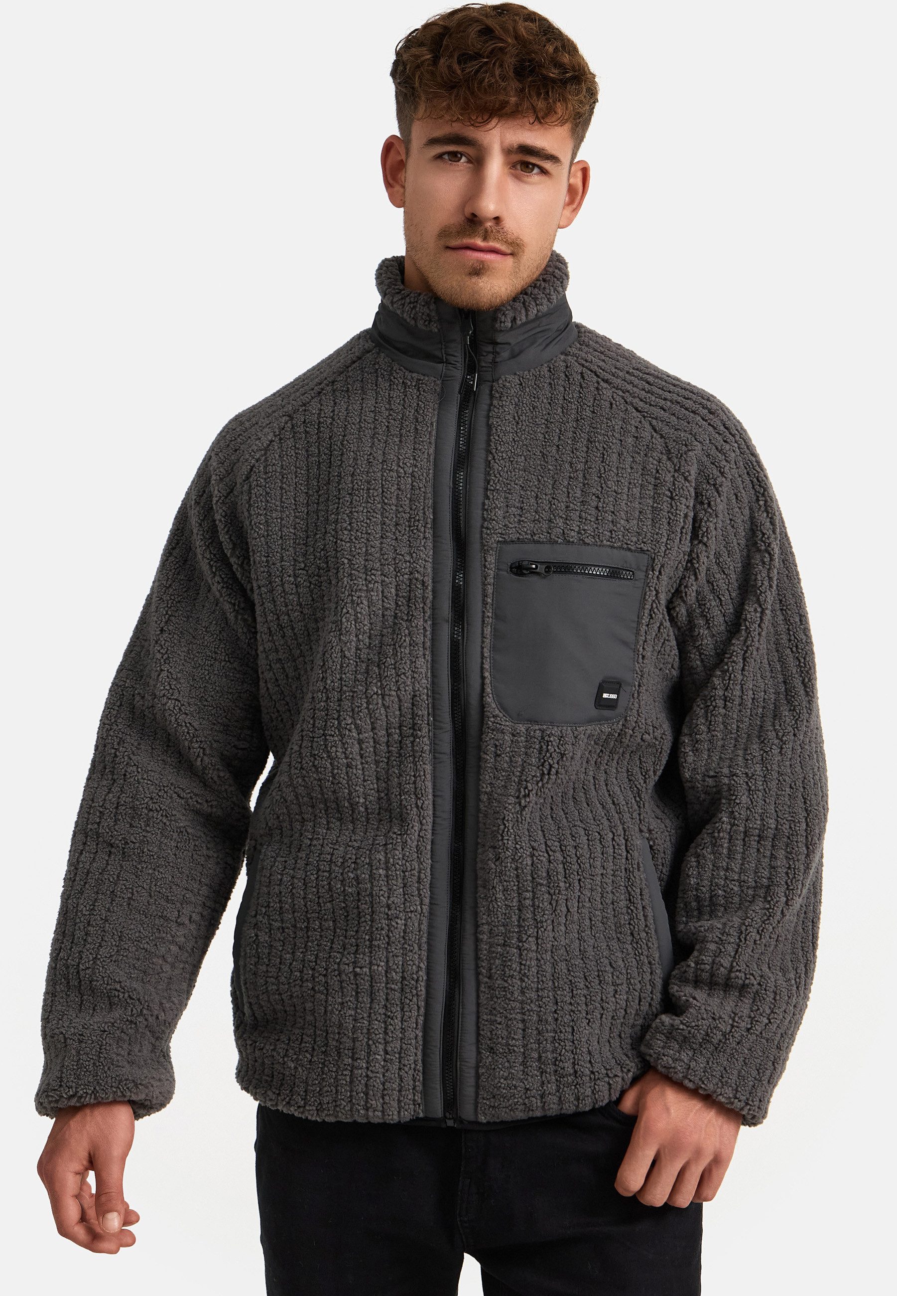 Indicode Fleecejacke INScotts innovatives Strickfleece-Design günstig online kaufen