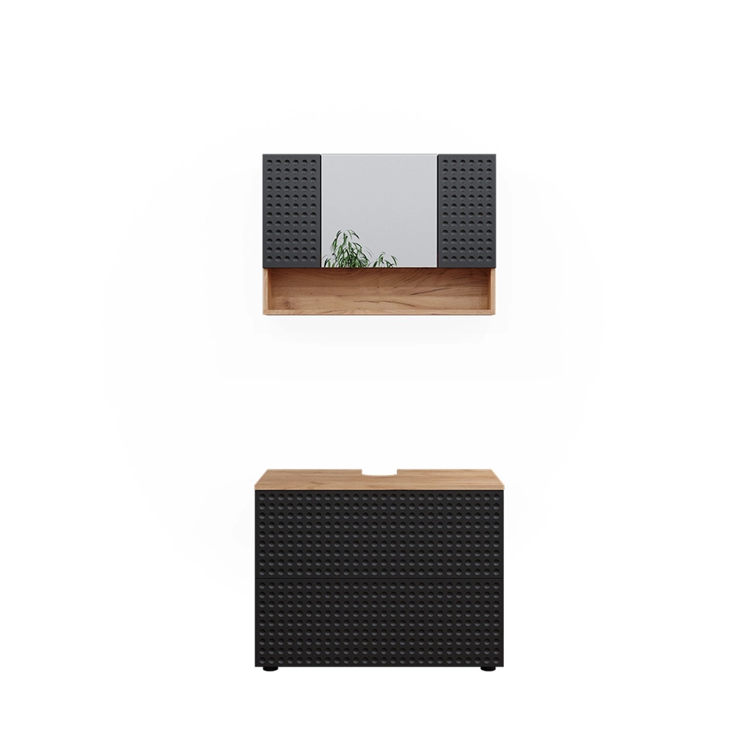 Vicco Badmöbel-Set Irma, Goldkraft Eiche/Anthrazit, 2 günstig online kaufen