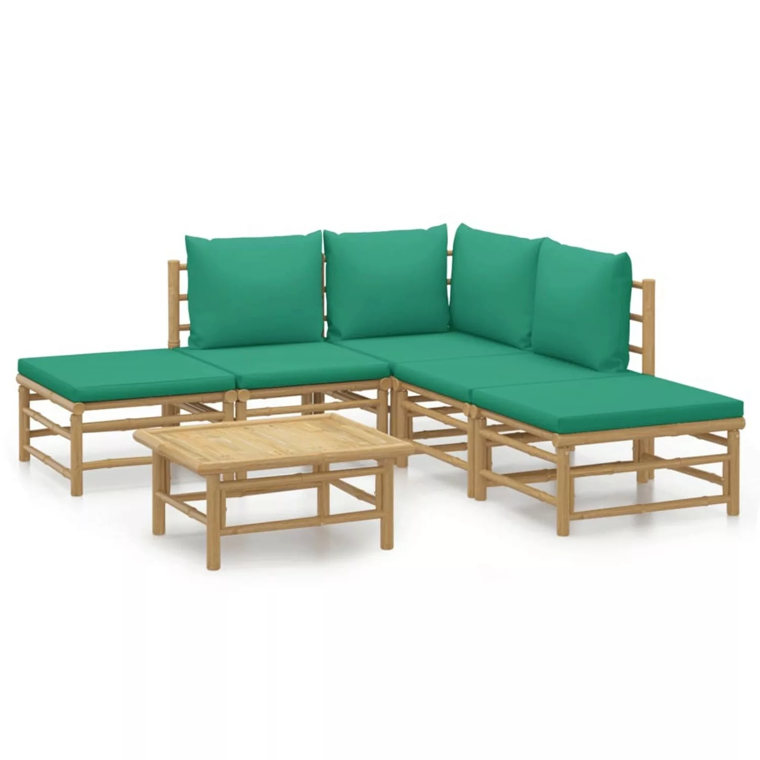 Vidaxl 6-tlg. Garten-lounge-set Mit Grünen Kissen Bambus günstig online kaufen