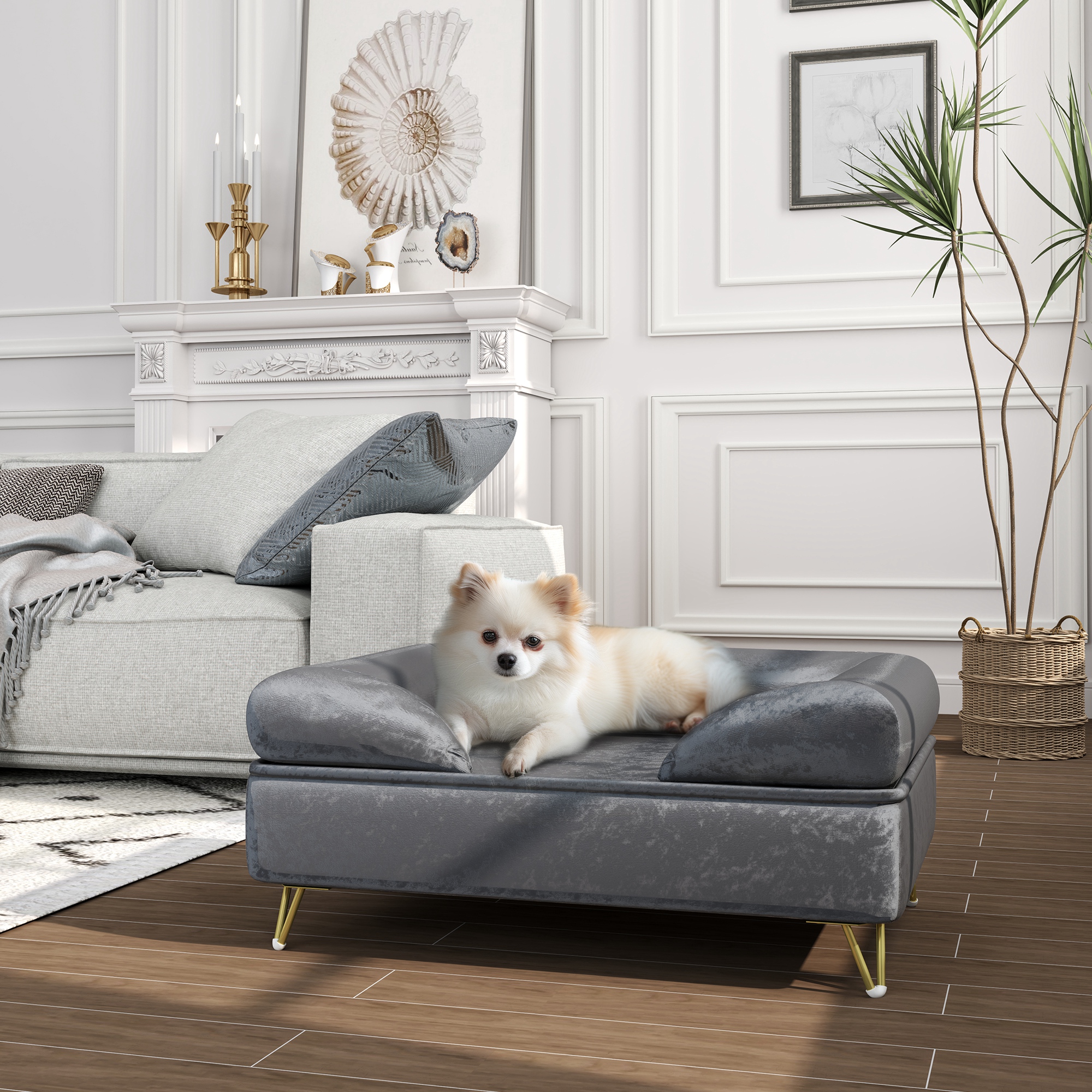 PawHut Hundesofa Hundecouch mit Kissen, Waschbarer Bezug, Haustiersofa mit günstig online kaufen