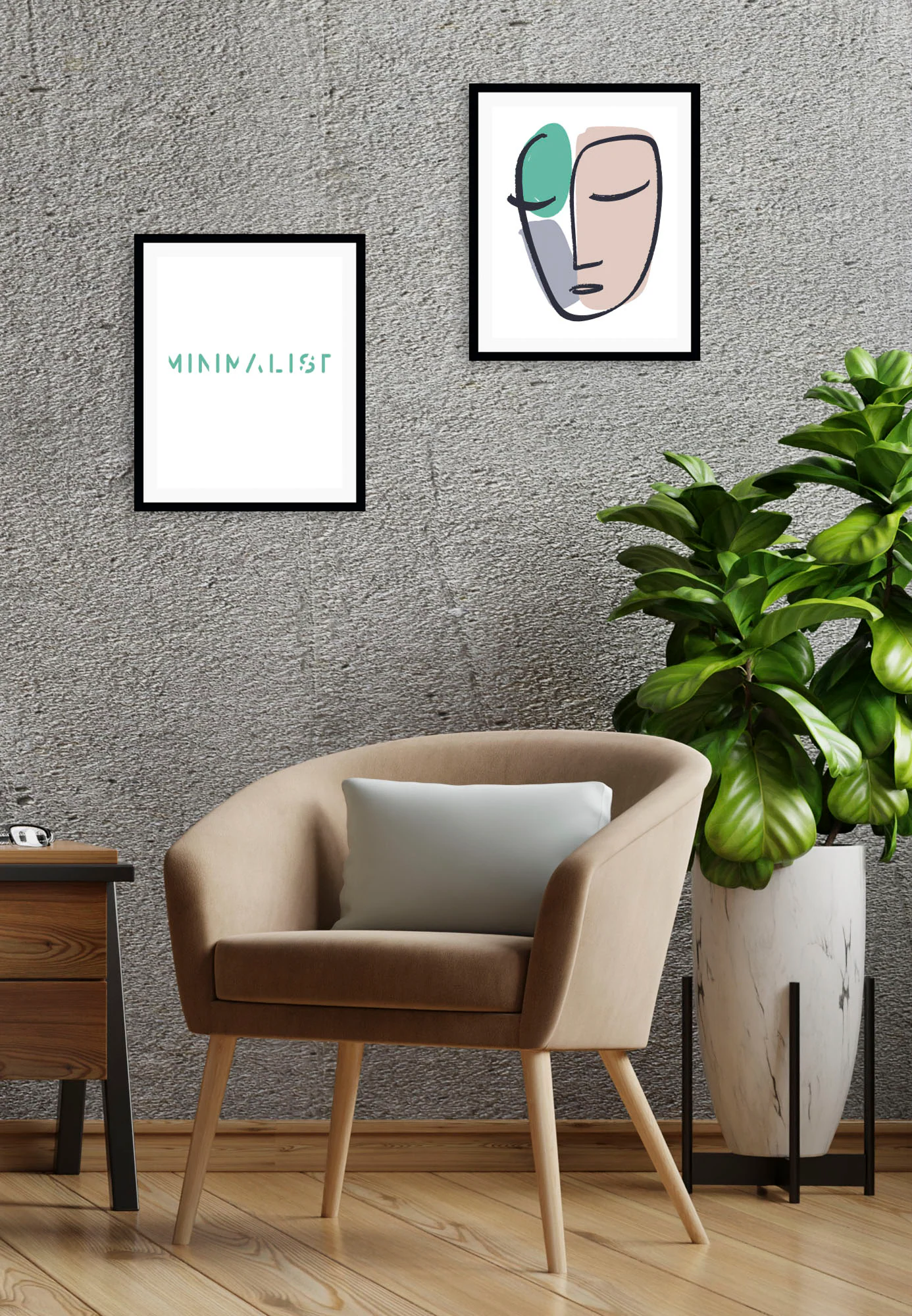 queence Bild "Minimalistic", Schriftzug, (2 St.), gerahmt günstig online kaufen